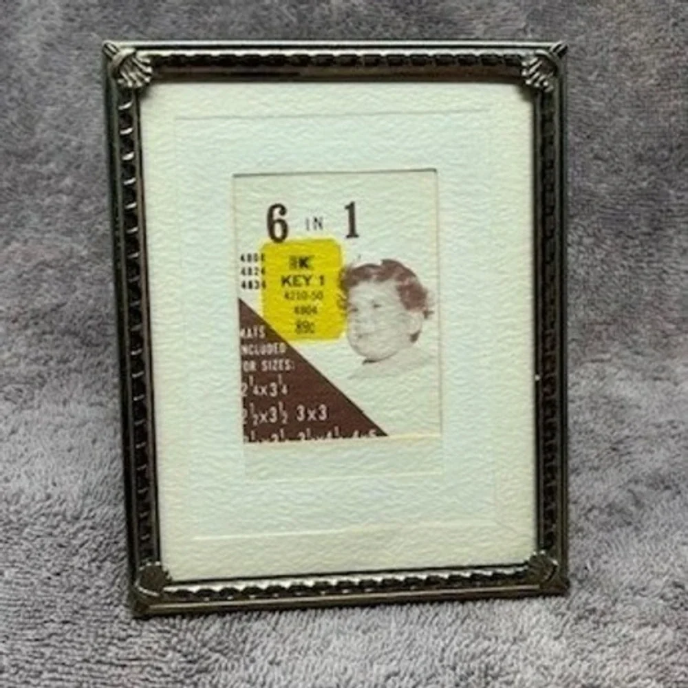 Vintage Ornate Metal Picture Frame 4x5 Pewter Tone Small Tabletop Photo Frame
